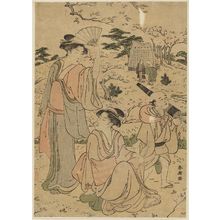 Katsukawa Shuncho: Cherry Blossom Viewing at Asuka Hill - Museum of Fine Arts