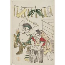 Tamagawa Shucho: Daikoku and Ebisu Pounding Mochi at New Year - Museum of Fine Arts