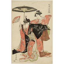 歌川豊国: Two Women Dancing, from the series Fashionable Women's Fans (Fûryû onna suehiro) - ボストン美術館