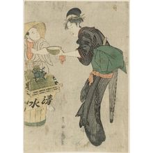 Utagawa Toyokuni I: Woman Buying Water from a Street Vendor - Museum of Fine Arts