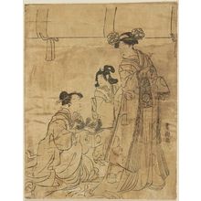 Japanese Print "Woman, attendant and child" by Utagawa Toyokuni I, 歌川豊国 (Utagawa Toyokuni I)