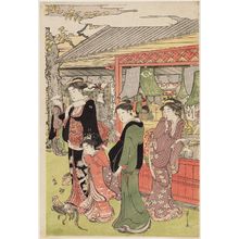 細田栄之: Women at Shops near Sensô-ji Temple in Asakusa - ボストン美術館