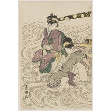 Utagawa Toyokuni I: Crossing the Ôi River - Museum of Fine Arts