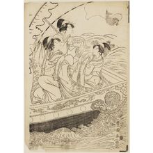 Utagawa Toyokuni I: Women in a Boat, Imitating Three Lucky Gods (Sanpukujin) - Museum of Fine Arts