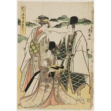 Utagawa Toyokuni I: Actor Segawa Rokô in a Parody of Narihira's Journey to the East (Segawa Rokô Azuma kudari) - Museum of Fine Arts