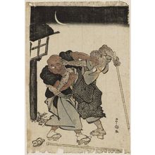 Utagawa Toyokuni I: Blind Masseurs Fighting at Night - Museum of Fine Arts