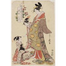 Hosoda Eishi: Someyama, kamuro Hanano and Momiji, from the series Opening of the New Quarters of the Matsubaya (Matsubaya shintaku mise-biraki) - Museum of Fine Arts