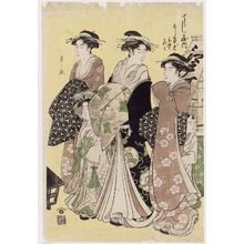 Hosoda Eishi: Nishikido of the Chôjiya, kamuro Ayaha and Kureha - Museum of Fine Arts