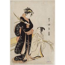 Utagawa Toyokuni I: Woman and Man with Irises - Museum of Fine Arts