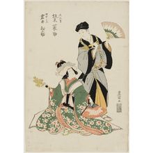 Utagawa Toyokuni I: Actors Bandô ?suke and Iwai Matsunosuke as a Country Priestess (Inaka miko) - Museum of Fine Arts