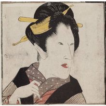 Utagawa Toyokuni I: Actor Onoe Matsusuke as a woman, cut from a sheet showing Matsusuke in various roles - Museum of Fine Arts