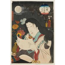 Utagawa Kunisada II: Actor Bandô Shûka I as Lord Satomi's Daughter Fuse-hime, from the series The Book of the Eight Dog Heroes (Hakkenden inu no sôshi no uchi) - Museum of Fine Arts