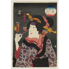 Utagawa Kunisada II: Actor Iwai Kumesaburô III as Hikiroku's Daughter Hamaji, from the series The Book of the Eight Dog Heroes (Hakkenden inu no sôshi no uchi) - Museum of Fine Arts