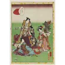 二代歌川国貞: No. 54, Yume no ukihashi, from the series Lady Murasaki's Genji Cards (Murasaki Shikibu Genji karuta) - ボストン美術館