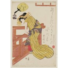 歌川豊国: Woman Leaning Over a Balcony - ボストン美術館