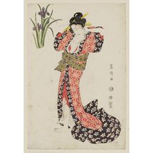 歌川豊国: Woman and Irises - ボストン美術館