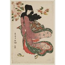 Utagawa Toyokuni I: Woman Under Maple and Ginkgo Leaves, from the series Comparison of Beauties (Bijin awase) - Museum of Fine Arts