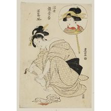 Utagawa Toyokuni I: Woman Clipping Toenails with Inset of Actor on Fan - Museum of Fine Arts