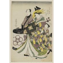 Utagawa Toyokuni I: Somekawa of the Kagaya, kamuro Someji and Someba - Museum of Fine Arts