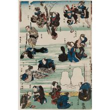 Utagawa Hiroshige: Acts VIII, IX, and X, from the series Comical Parodies of The Storehouse of Loyal Retainers ([Mitate] Kokkei Chûshingura) - Museum of Fine Arts
