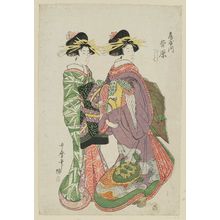 Kitagawa Utamaro: Sugawara of the Tsuruya, kamuro Fumiji and Kashiku - Museum of Fine Arts