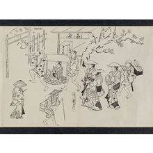 奥村政信: Yoshiwara chaya, from an untitled series of a visit to the Yoshiwara (known as Series L) - ボストン美術館