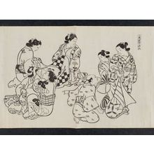 奥村政信: The Coming of Age of a Kamuro (Kaburo genpuku no tei), from an untitled series of a visit to the Yoshiwara (known as Series L) - ボストン美術館