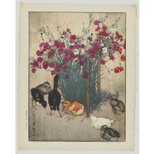 Japanese Print "Chickens (Hiyoko)" by Yoshida Hiroshi, 吉田博 (Yoshida Hiroshi)