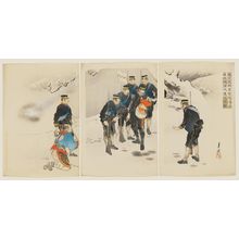 Ogata Gekko: Captain Higuchi, in the Midst of the Attack, Personally Holds a Lost Chinese Child (Higuchi taii shingeki no toji mizukara Seishi no ishi o hôji suru no zu) - Museum of Fine Arts