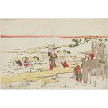 勝川春好: A Rural Scene: Transplanting Rice Seedlings and Gathering Firewood - ボストン美術館