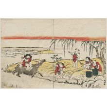 勝川春好: Children with an Ox - ボストン美術館