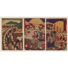 Utagawa Kunisada III, 歌川国貞三代 (Utagawa Kunisada III (Kunimasa IV, Toyokuni V))による浮世絵「Illustration of the Ceremony for the Promulgation of the Constitution of Great Japan (Dai Nippon kenpô happushiki no zu)」