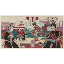 Japanese Print "Nobility Viewing a Kabuki Performance (... shûran no kabu)" by Toyohara Chikanobu, 豊原周延 (Hashimoto Chikanobu)