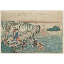 Japanese Print "Children Playing in River" by Utagawa Kuniyasu, 歌川国安 (Utagawa Kuniyasu)