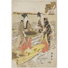 Katsukawa Shunko: Women Gathering Seaweed - Museum of Fine Arts