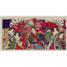 Toyohara Chikanobu: Imperial Viewing of Flowers in Full Bloom (Kaika tenran no zu) - Museum of Fine Arts