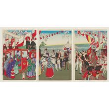 Utagawa Môsai: Imperial Visit to the Third Domestic Industrial Exposition at Ueno (Ueno dai sankai naikoku sangyô hakurankai miyuki no zu) - Museum of Fine Arts