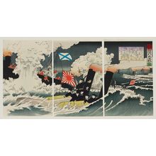 Toyohara Chikanobu: Russo-Japanese Naval Battle: The Great Battle Outside Port Arthur (Nichiro kaisen Ryojun kôgai dai gekisen no zu) - Museum of Fine Arts