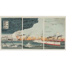 無款: Illustration of Russo-Japanese Naval Battle Outside the Harbor of Inchon (Jinsen kôgai Nichiro kaisen no zu) - ボストン美術館