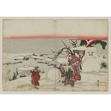 Kikugawa Eizan: Children Playing in Snow - Museum of Fine Arts