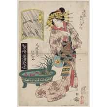 Keisai Eisen: Okabe: Enishi of the Owariya, from the series A Tôkaidô Board Game of Courtesans: Fifty-three Pairings in the Yoshiwara (Keisei dôchû sugoroku/Mitate Yoshiwara gojûsan tsui [no uchi]) - Museum of Fine Arts