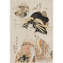 菊川英山: Cherry Blossoms in the Yoshiwara: The Style of a Courtesan (Yoshiwara hana, oiran fû), from the series Fashionable Snow, Moon, and Flowers (Fûryû setsugekka) - ボストン美術館