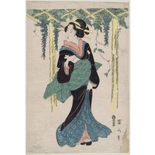 Kikugawa Eizan: Woman under Wisteria Trellis - Museum of Fine Arts