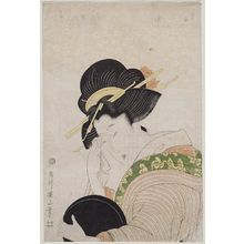 菊川英山: Woman with Mirror - ボストン美術館