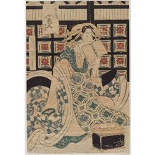 菊川英山: Hanando of the Ogiya, kamuro Momiji and Sakura - ボストン美術館