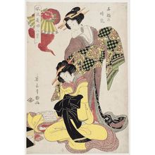 Kikugawa Eizan: Clearing Weather of The Stone Bridge (Shakkyô no seiran), from the series Fashionable Eight Views of Nagauta Songs (Fûryû nagauta hakkei) - Museum of Fine Arts
