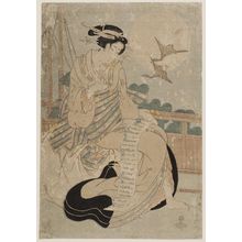 Keisai Eisen: Woman Reading a Letter in Moonlight - Museum of Fine Arts