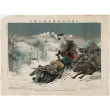 Unknown, 無款 (Unknown)による浮世絵「Russian Scouts Come into Collison in a Place Less Than Half a Mile from Phong-Yang with a Detachment of Our Infanty and Were Repulsed」