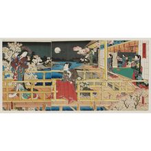 Utagawa Kunisada: Cherry Blossoms at Night in the Garden of Returning Geese (Kigantei no yozakura) - Museum of Fine Arts