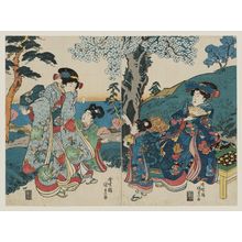 Utagawa Kunisada: Women Viewing Cherry Blossoms - Museum of Fine Arts